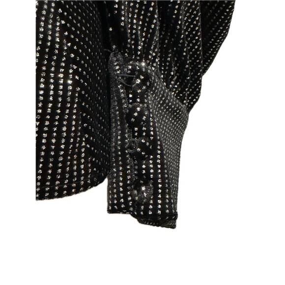 PatBO Size M Womens Long Sleeves Wrap Blouse Black Metallic New Without Tags - Picture 9 of 12
